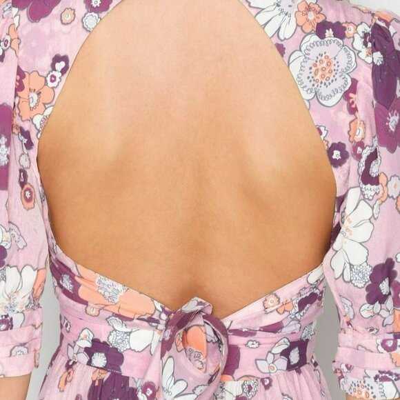 For Love & Lemons Maxi Dress Pink 70s Floral - Picture 4 of 15